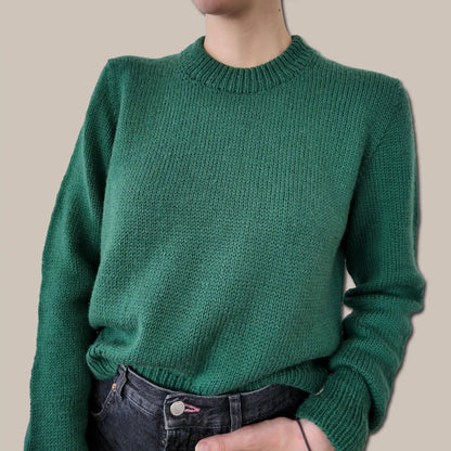 Chameleon Sweater knitting pattern by Atelier Castin — top-down DK pullover with continuous set in sleeves and crew neck
