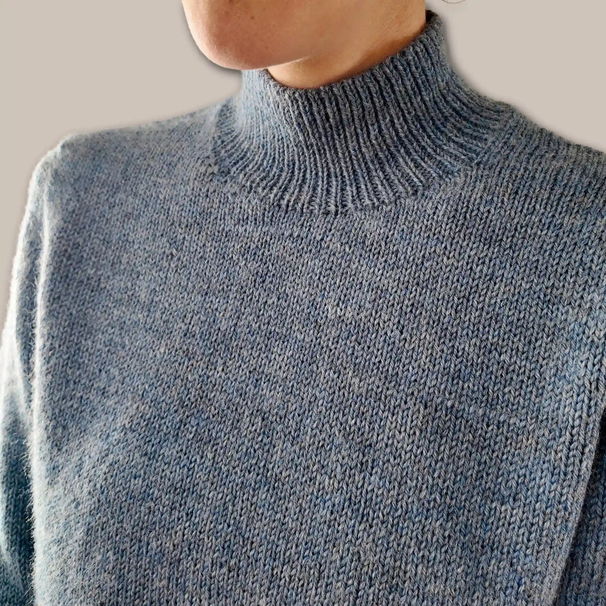 Mock neck collar detail on Chameleon Sweater DK sweater by Atelier Castin